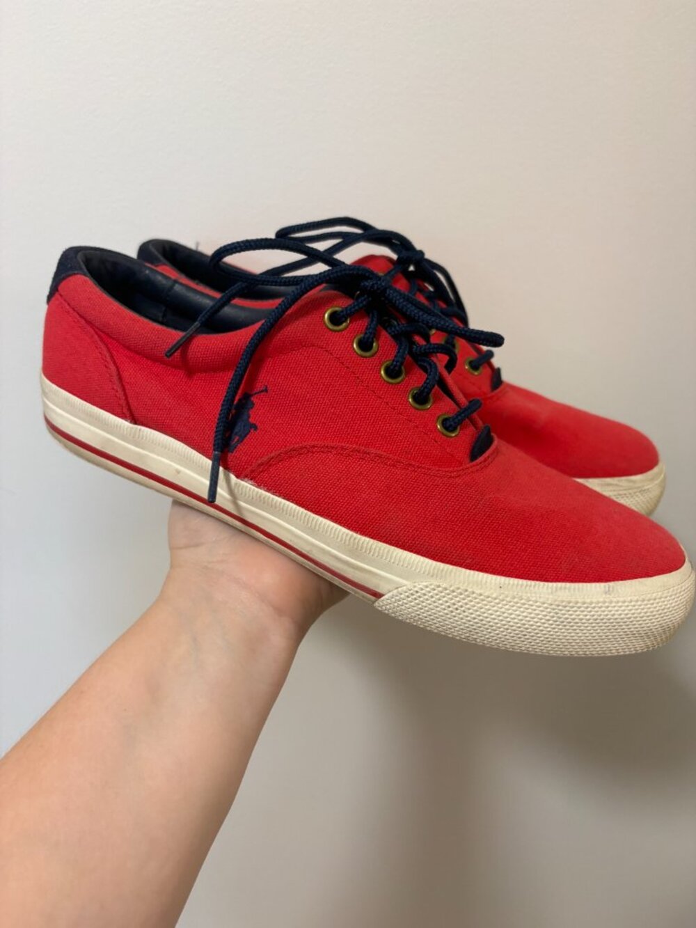 Polo Ralph Lauren Canvas Shoes Red Size 9D Preppy Casual VAUGHN